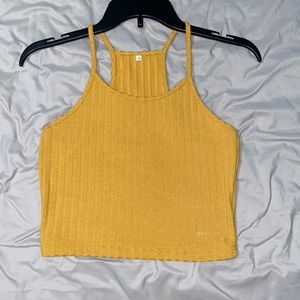 Yellow semi-cropped tank top